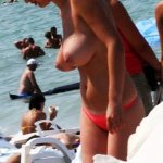 Big tits public beach