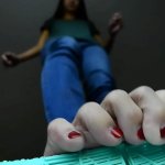 Sexy Giant Brunette Bare Foot Crushing Toy