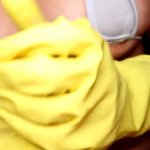 I Tried To Block His Cumshot With My Yellow Latex Gloves