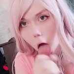 Pink haired Catgirl eating cum