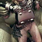 Enorme monster neuk de vrouwelijke ridder