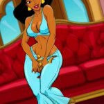 Aladdin en Princess Jasmine beschamende wensen aan de genie. Tekenfilm. Geanimeerde porno parodie.