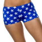 Sexy Womens Blue Star-Spangle Low Rise Booty Shorts