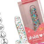 6 Inch Clear Heart Confetti Dildo with Suction Cup