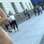 Hot babes shows their naked bodies on public streets