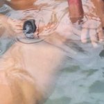Risky Public Masturbation in Spa Balcony Hot Tub