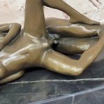 Nude Couple Sexual Embrace- Bronze Sculpture on Marble Base Erotic Art
