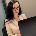 Lustful secretary masturbates under the desk in the office