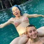 Pussy slip in the pool