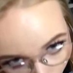 Cute blonde with glasses gives a nice blowjob